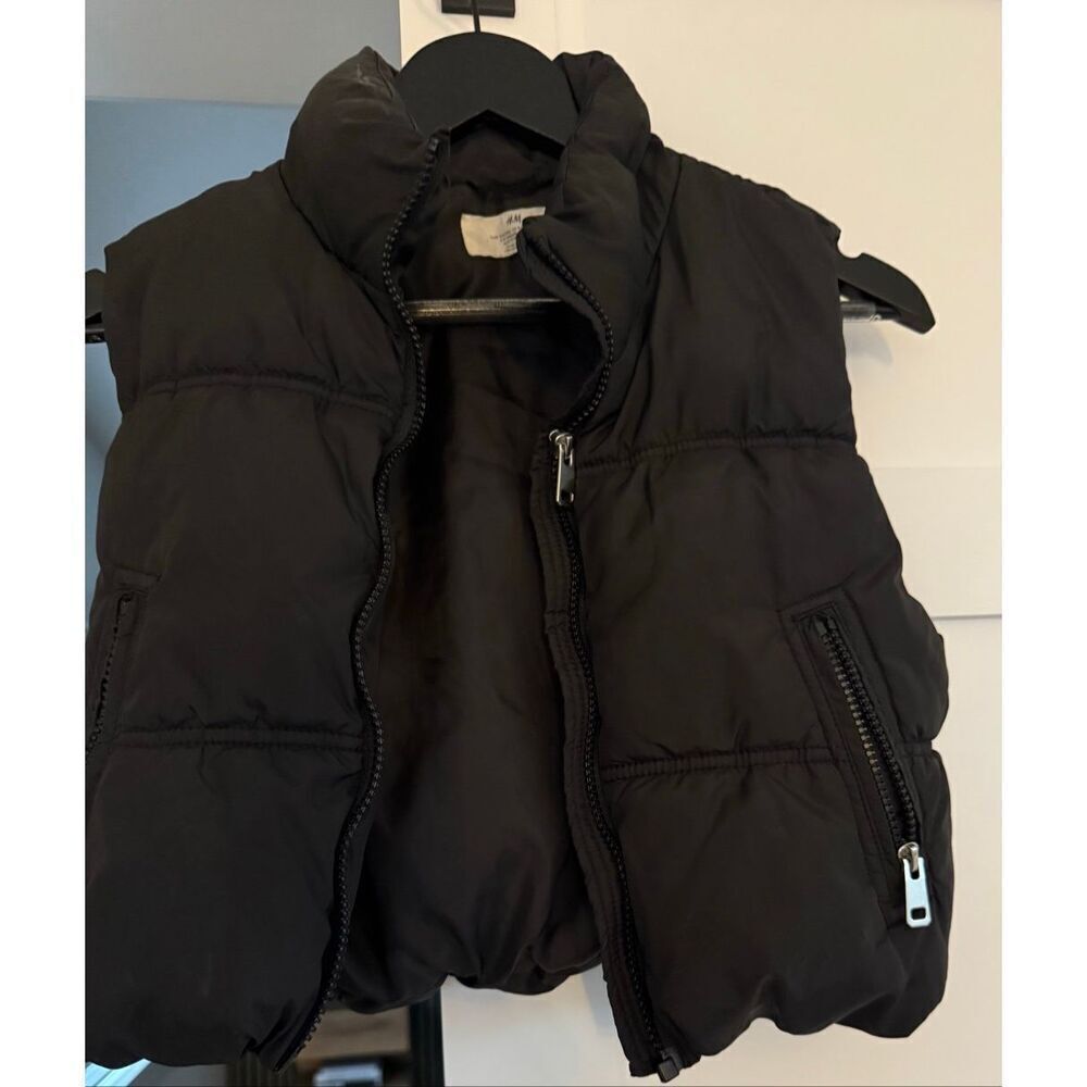H&M Kids Padded Gilet Quilted Sleeveless Full Zip Puffer Vest Black Size 8-10